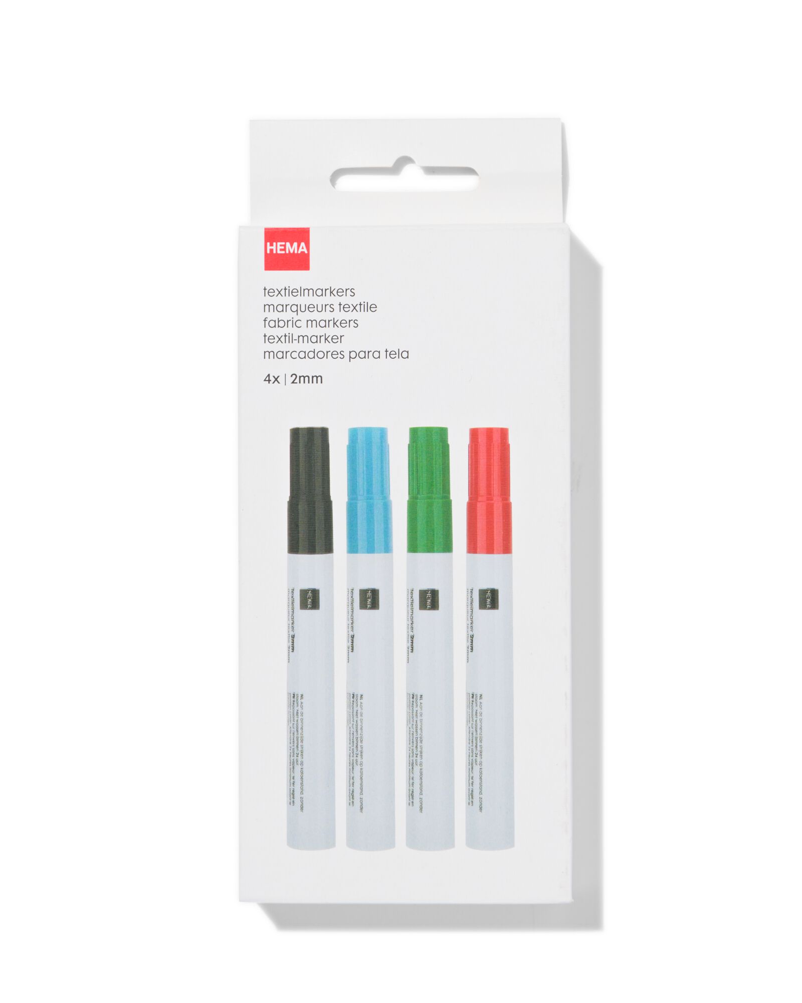 textielmarkers 2 mm - 4 stuks - 14401893 - HEMA