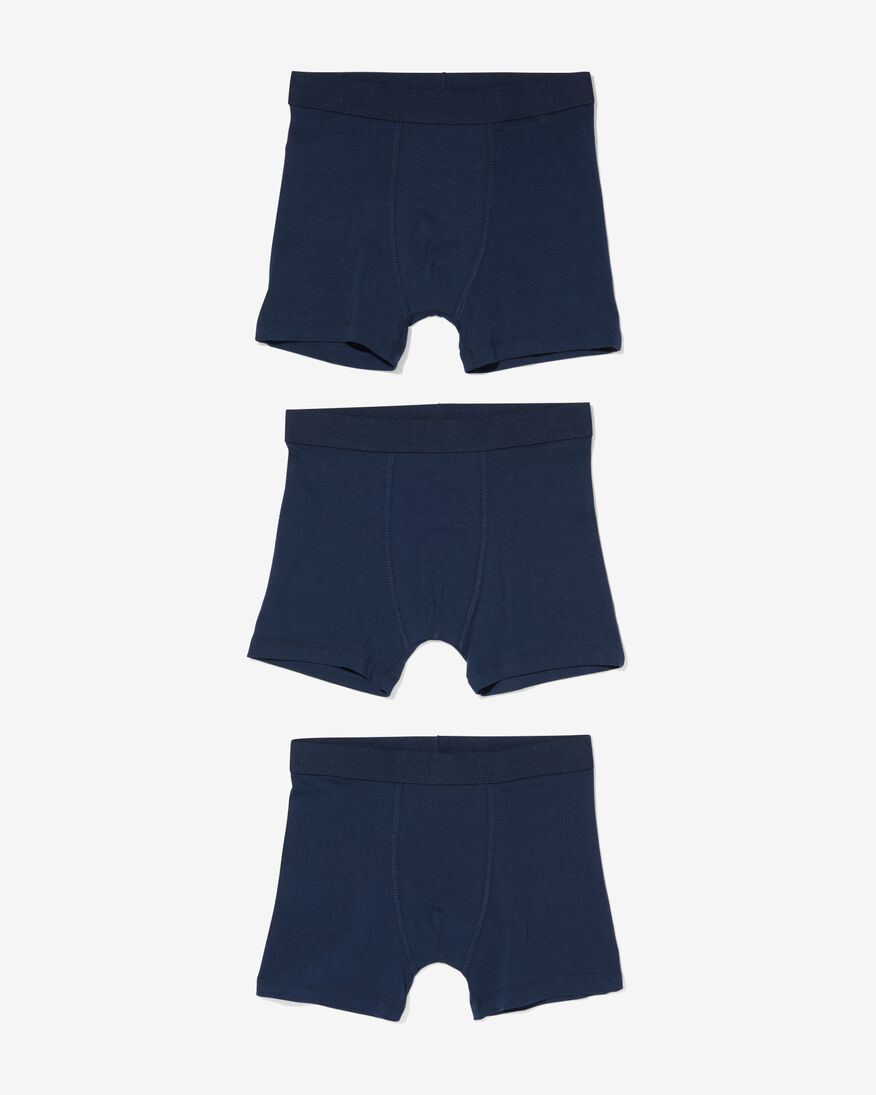 3 boxers basic enfant coton stretch bleu bleu - 19200189BLUE - HEMA