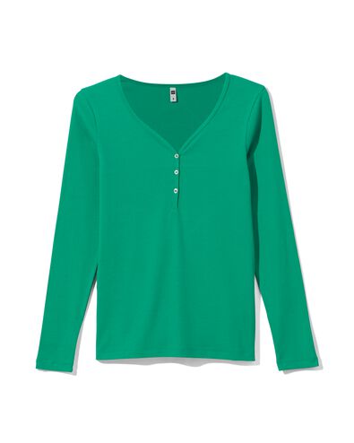 Damen-Shirt Clara, Feinripp grün L - 36256553 - HEMA