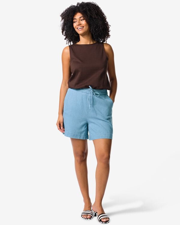short femme Lilas tencel bleu moyen bleu moyen - 36239485MIDBLUE - HEMA