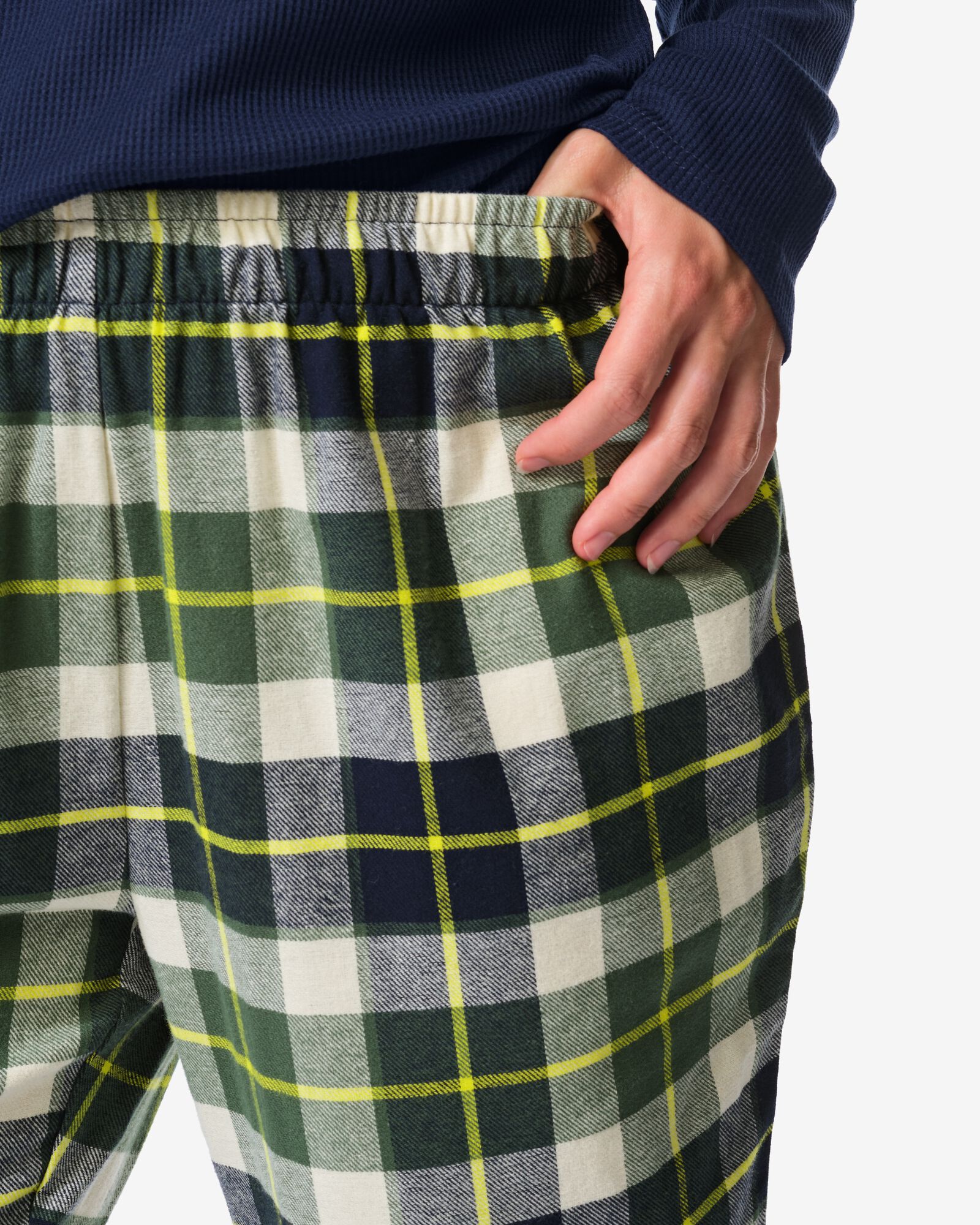 damespyjama flanel ruiten donkerblauw donkerblauw - 23401020DARKBLUE - HEMA