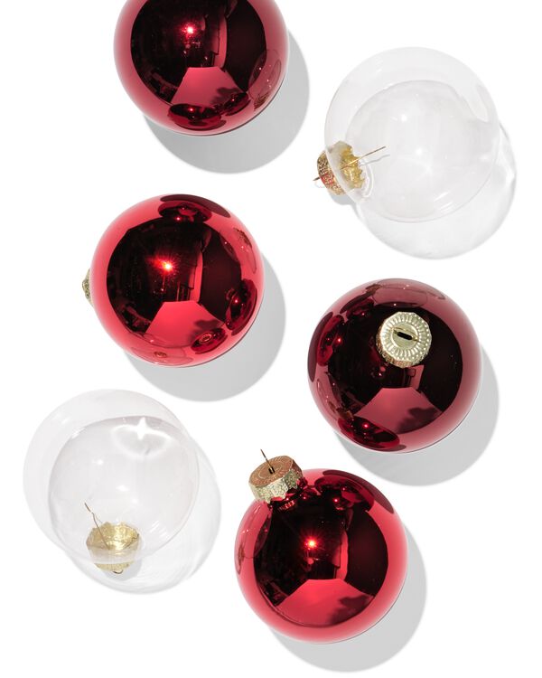 Christbaumkugeln, Set, 7,2 cm, Glas, rot &ndash; 6 St&uuml;ck - 25101283 - HEMA