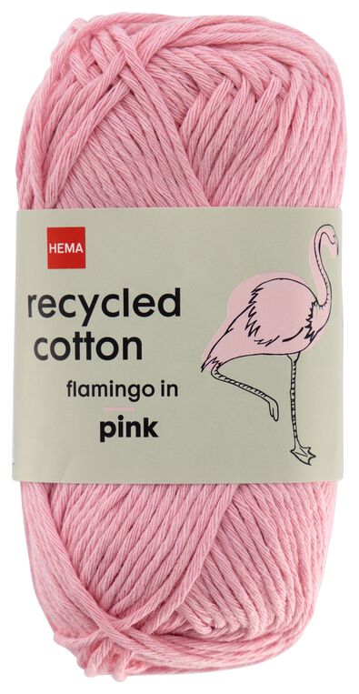 fil à tricoter et à crocheter en coton recyclé 85m rose rose recycled cotton - 1400244 - HEMA