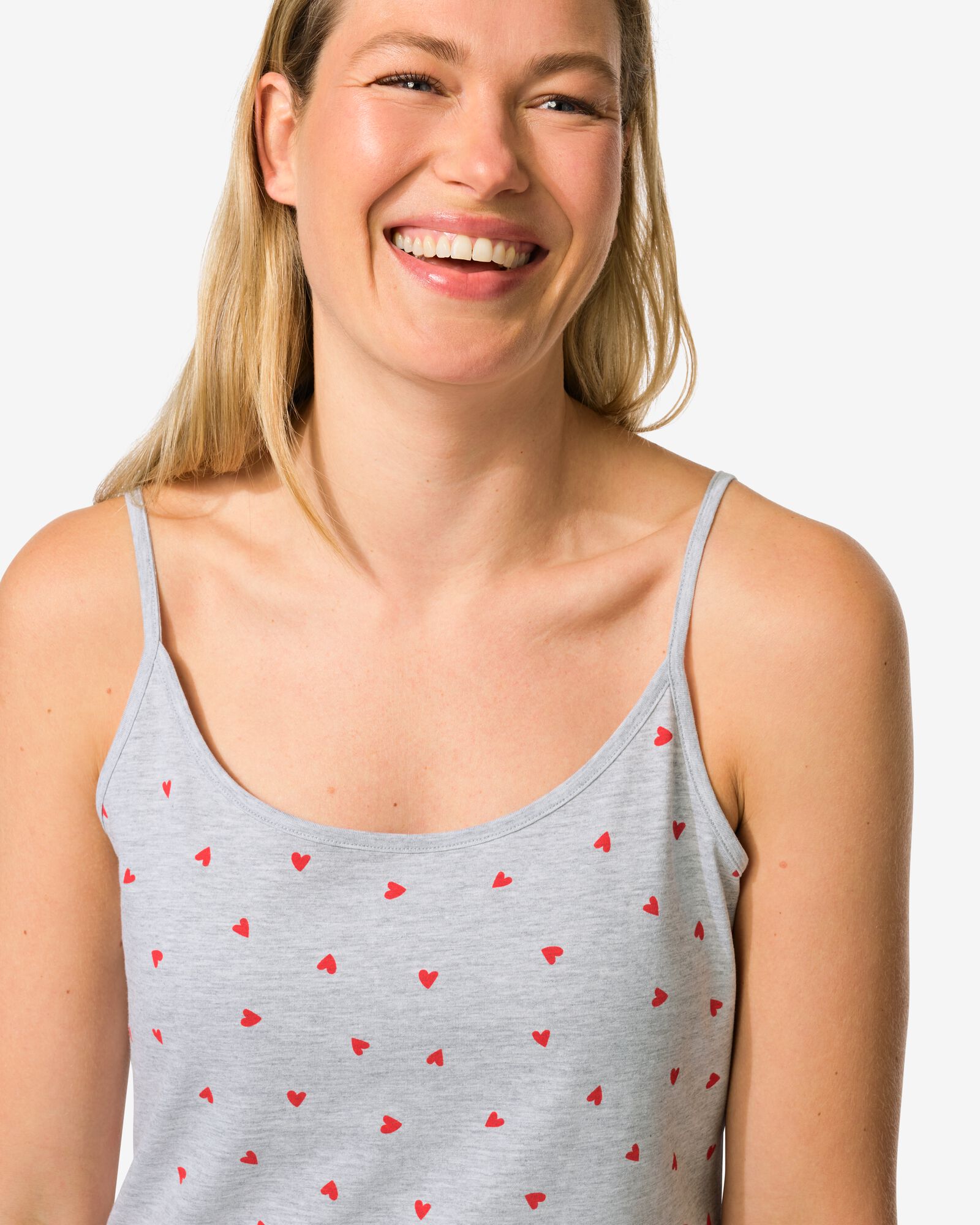 chemise de nuit femme coton c&oelig;urs gris chin&eacute; - 23420205GREYMELANGE - HEMA