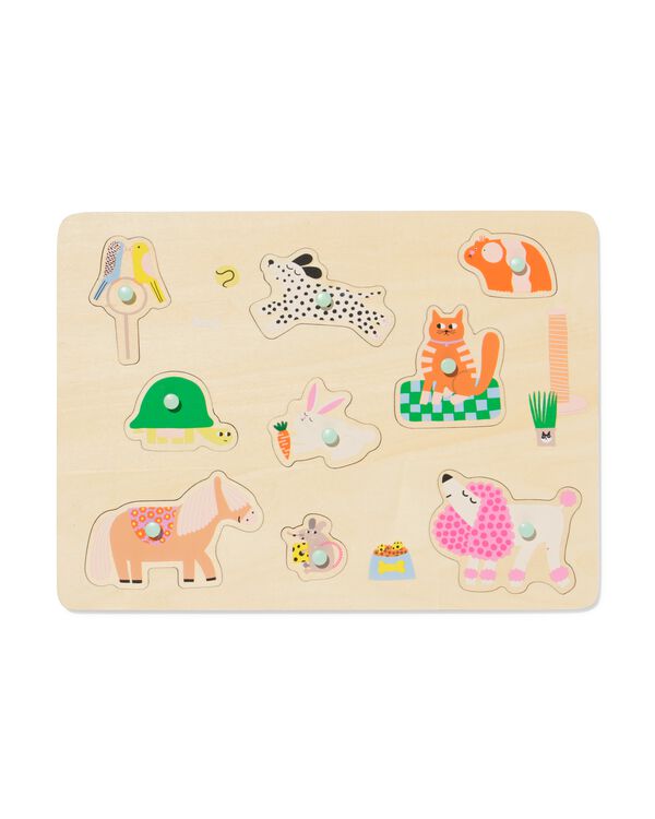 puzzle incrust&eacute; 30x22cm animaux de compagnie bois - 15100221 - HEMA