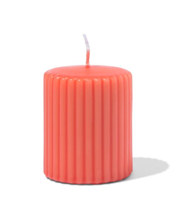 bougie cylindrique ⌀7x8cm nervur&eacute;e orange - 13509060 - HEMA