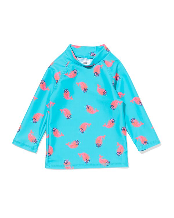 babyzwemshirt UPF40+ garnalen felblauw felblauw - 33200665BRIGHTBLUE - HEMA