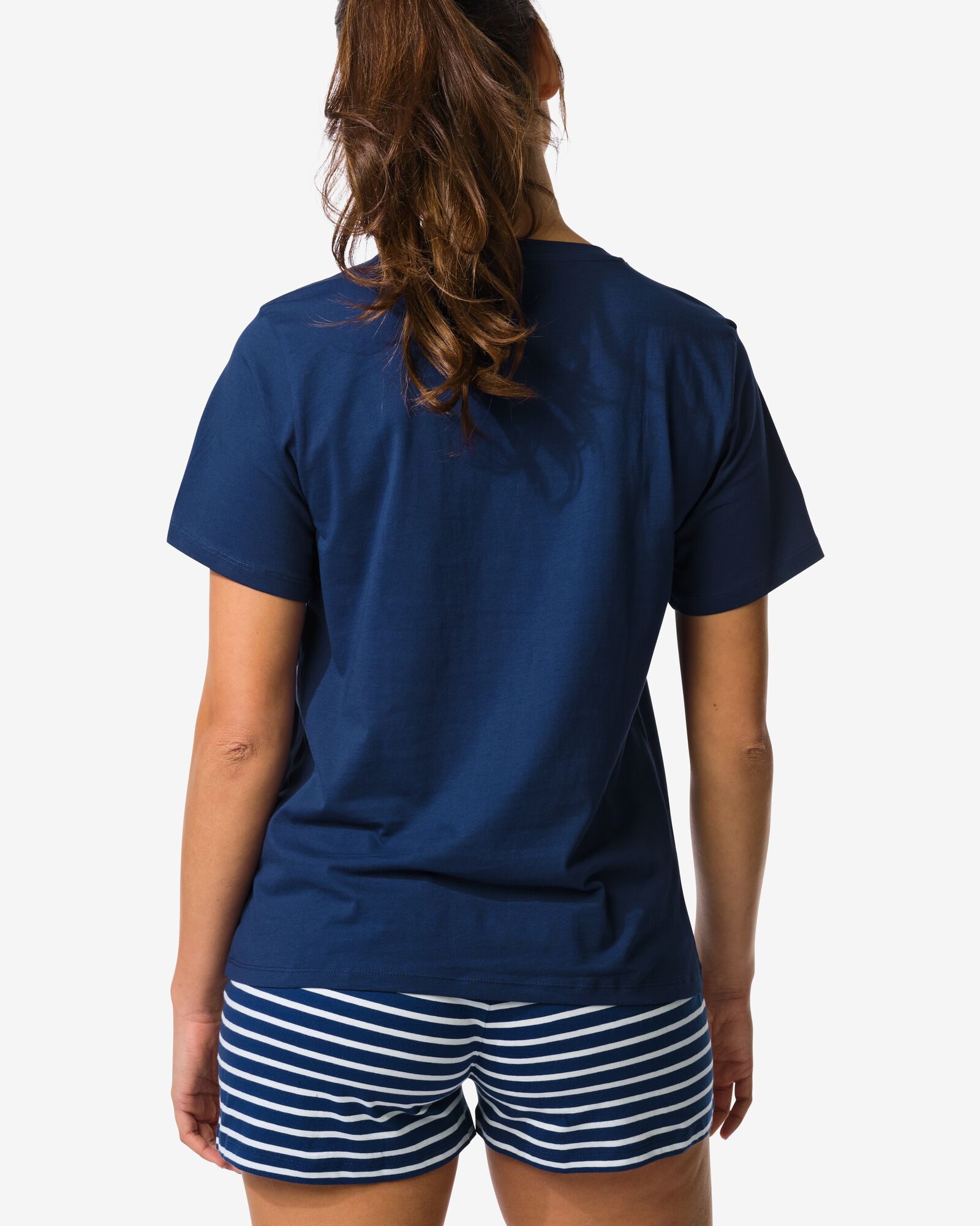 Damen-Kurz-Pyjama aus Jersey mit Streifen dunkelblau dunkelblau - 23401500DARKBLUE - HEMA