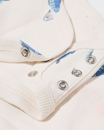 newborn meegroei overslag body rib visjes ecru ecru - 33450810ECRU - HEMA