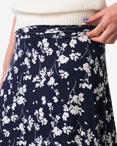damesrok regular fit jersey bloemen donkerblauw donkerblauw - 36304180DARKBLUE - HEMA