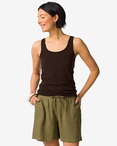 damessinglet slim fit tricot essentials bruin bruin - 36310560BROWN - HEMA