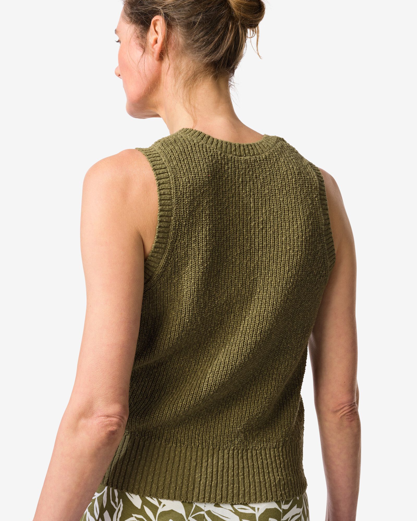 damestrui Faya fijngebreid katoen olijf olijf - 36204790OLIVE - HEMA