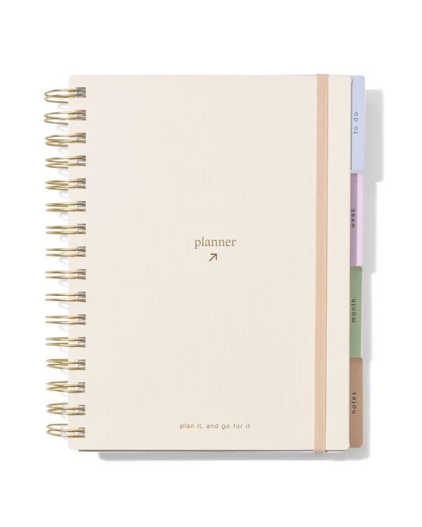 agenda A5 21x18 cm avec onglets cr&egrave;me - 14103706 - HEMA