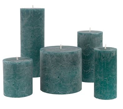rustieke kaarsen petrol - 1000029965 - HEMA