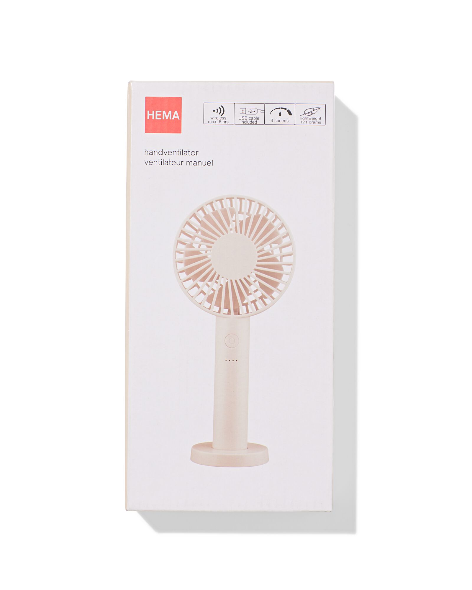ventilateur &agrave; main ⌀11,5x23,5cm beige - 80200038 - HEMA