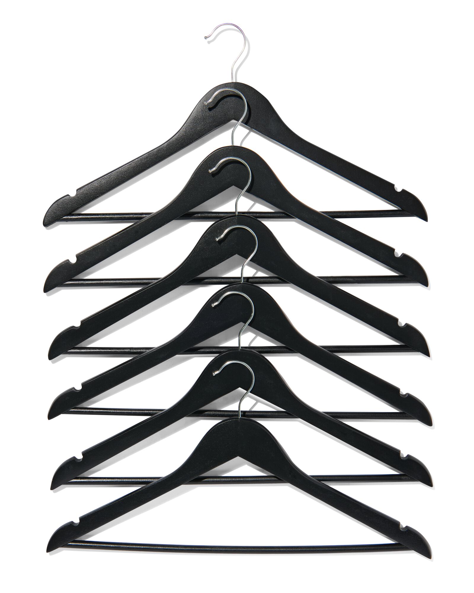 6 Kleiderb&uuml;gel, Holz, schwarz - 39800402 - HEMA