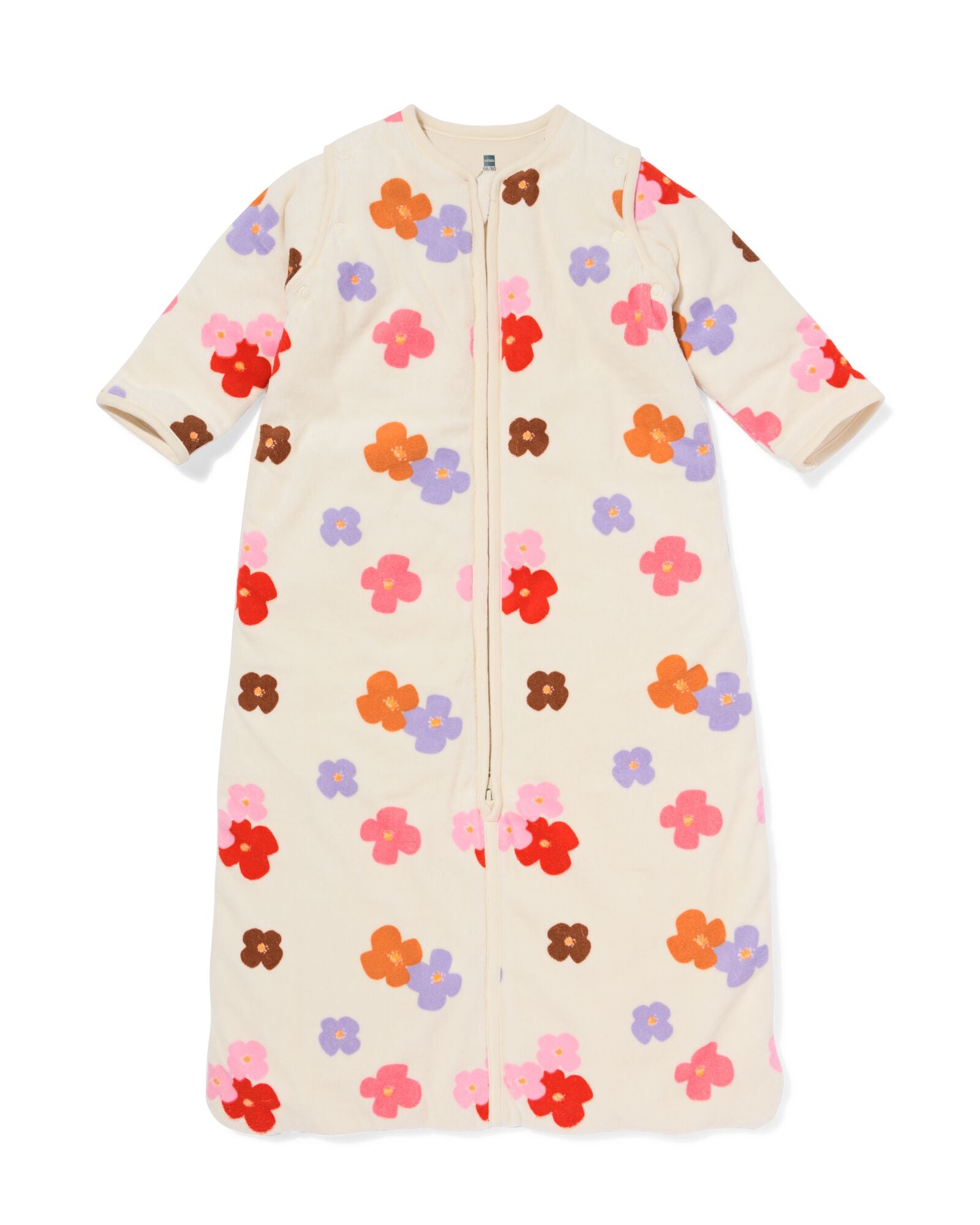 gigoteuse avec manches amovibles velours tog 3,0 fleurs blanc cass&eacute; - 33365150OFFWHITE - HEMA