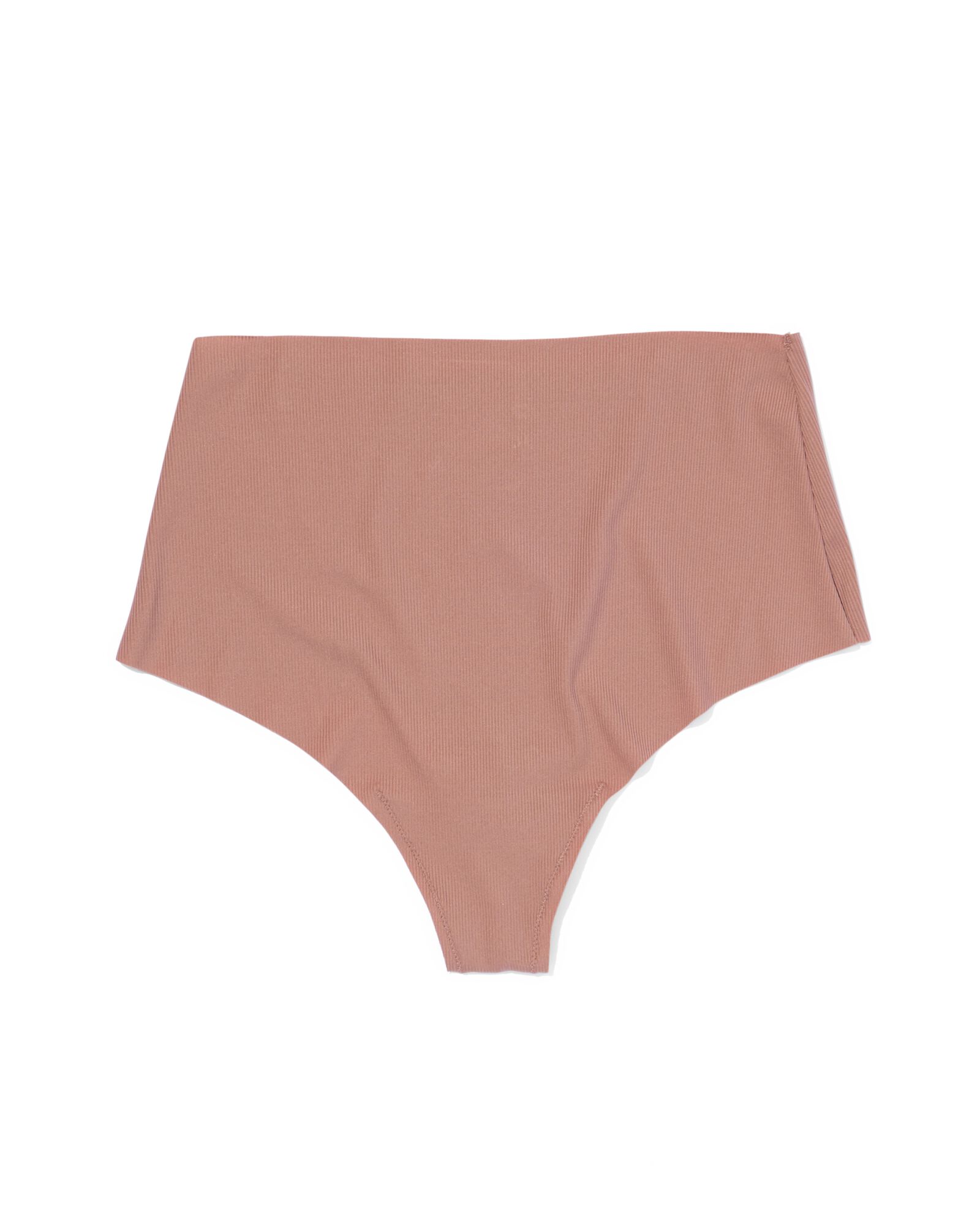 Damenstring mit hoher Taille, Mikro, gerippt, Ultimate Comfort hellbraun - 19640645LIGHTBROWN - HEMA