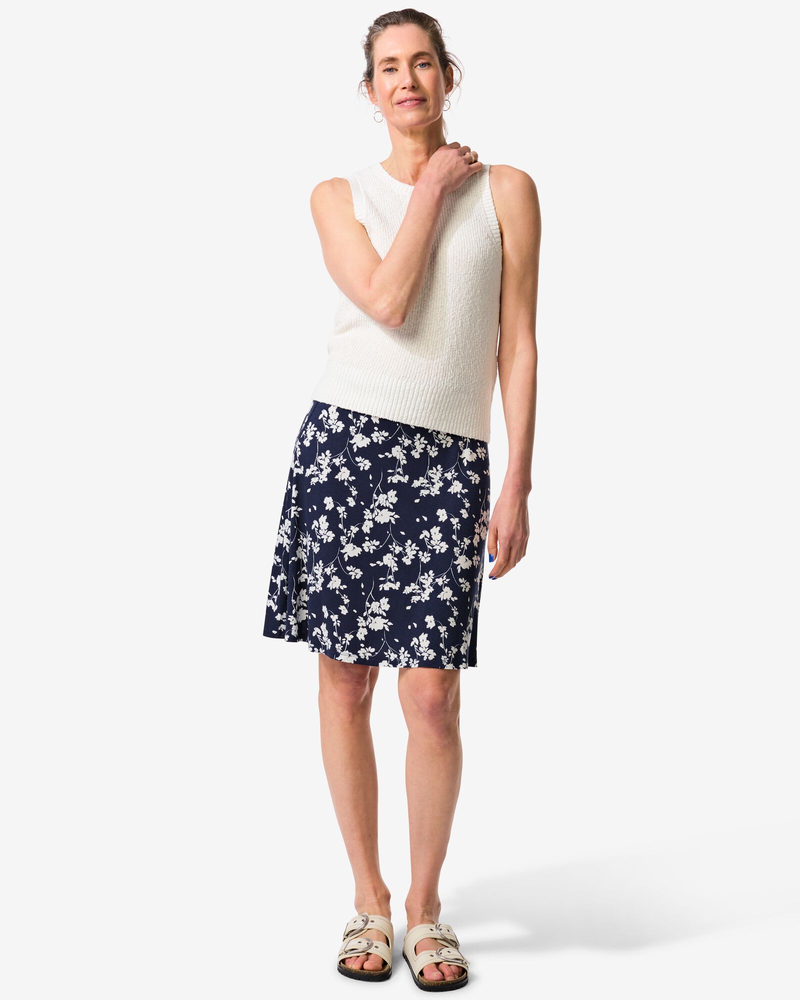 Damenrock, normale Passform, Jersey, Blumen dunkelblau dunkelblau - 36304180DARKBLUE - HEMA