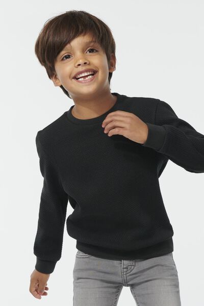 Kinder-Sweatshirt, Popcorn-Struktur schwarz schwarz - 1000029113 - HEMA