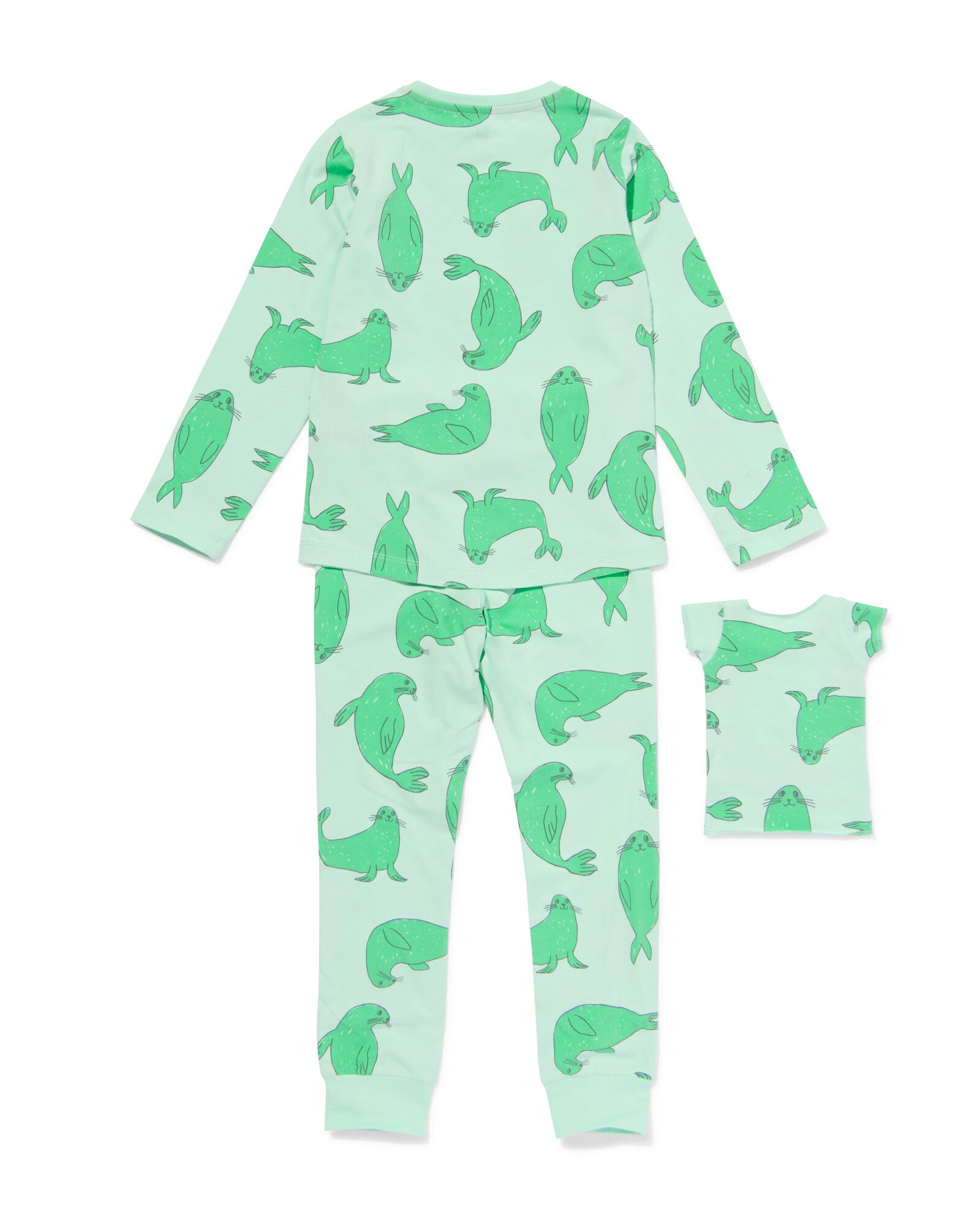 pyjama en coton extensible avec otarie et pyjama pour doudous pour enfant vert clair - 23060040LIGHTGREEN - HEMA