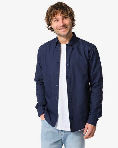 herenoverhemd  donkerblauw donkerblauw - 2140150DARKBLUE - HEMA