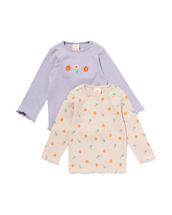 t-shirt b&eacute;b&eacute; c&ocirc;tel&eacute; fleurs - lot de 2 violet - 33088260PURPLE - HEMA