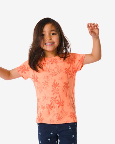 t-shirt enfant palmier fluo orange vif 158/164 - 30767865 - HEMA