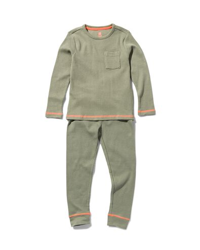 pyjama enfant gaufré vert clair vert clair - 1000028394 - HEMA