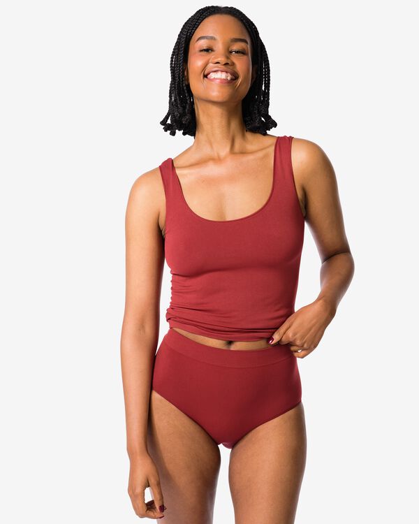 Nahtloser Damen-Taillenslip aus Mikrofaser dunkelrot - 19601604DARKRED - HEMA
