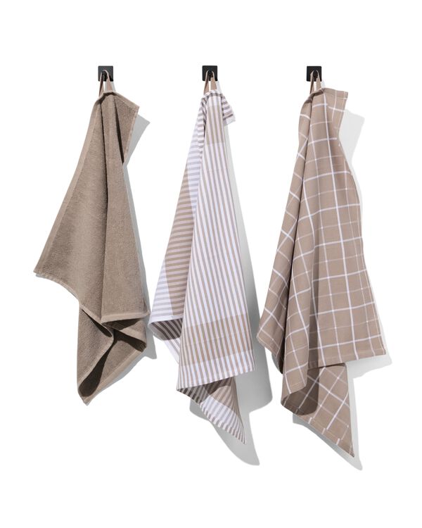 4 torchons et essuie-mains marron - 5440264 - HEMA