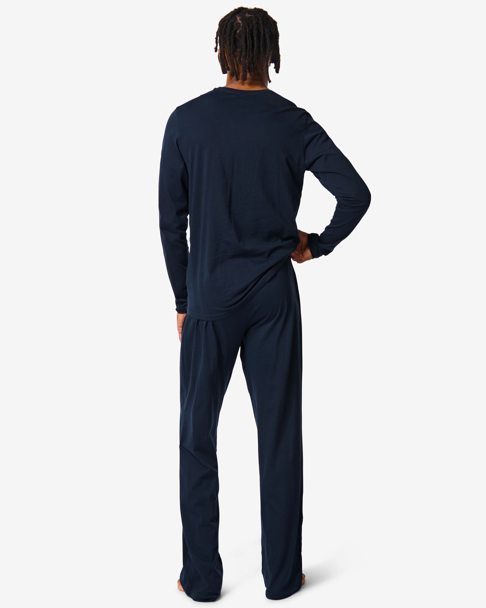 heren pyjama donkerblauw donkerblauw - 1000030666 - HEMA
