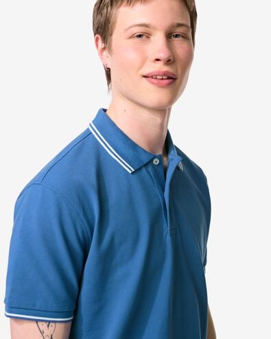 polo homme Denton piqu&eacute; bleu moyen bleu moyen - 2140550MIDBLUE - HEMA