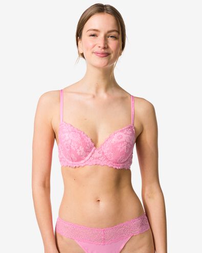 voorgevormde kanten bh met beugel roze roze - 21805500PINK - HEMA