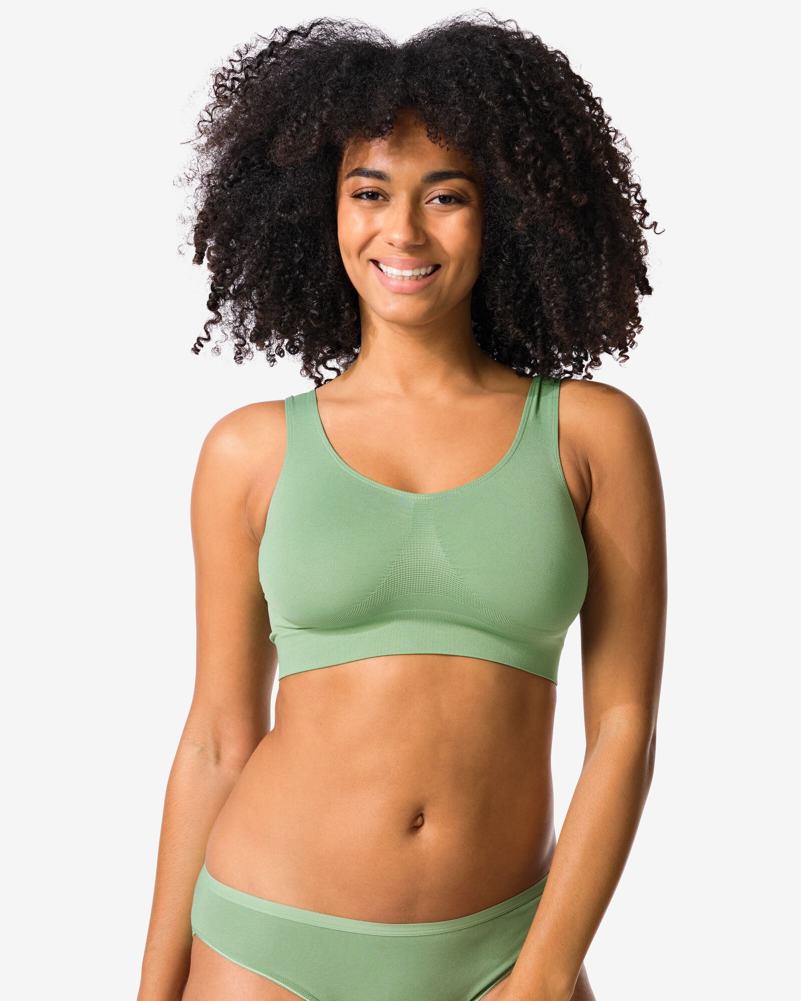 haut non pr&eacute;form&eacute; sans armature ni couture vert vert - 21805770GREEN - HEMA