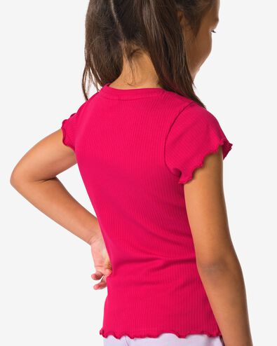 kinder T-shirt rib aardbei fuchsia fuchsia - 30846404FUCHSIA - HEMA