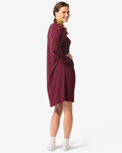 damesnachthemd viscose wafel  bordeauxrood - 23400600BURGUNDYRED - HEMA