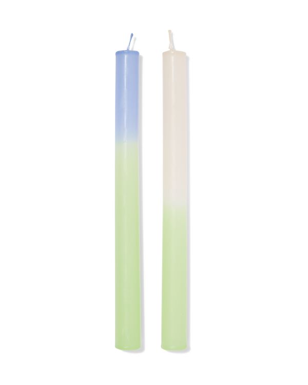 dinerkaarsen ⌀2.2x25cm kleurverloop blauw-groen - 2 stuks - 13506155 - HEMA