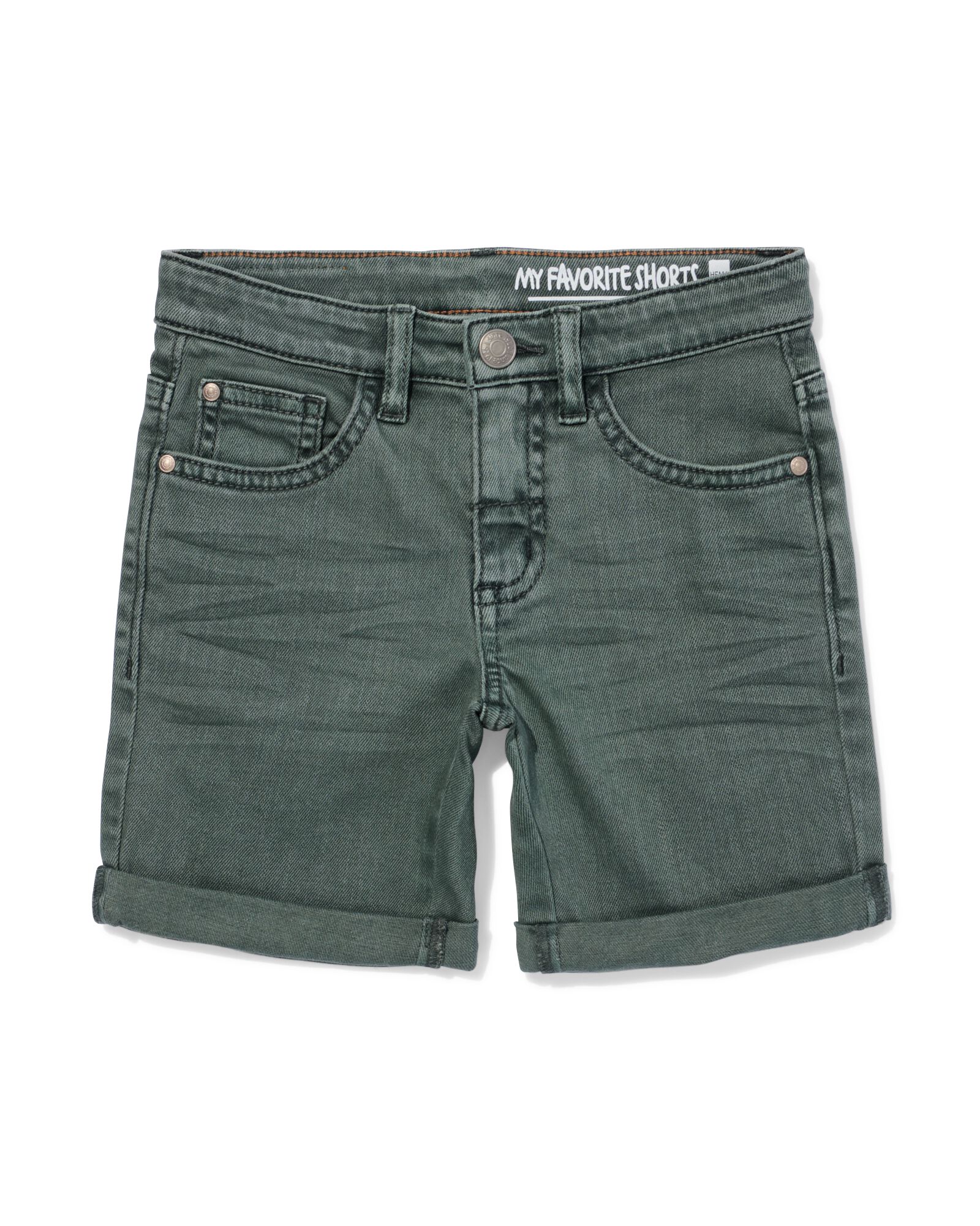 kindershort regular fit donkergroen donkergroen - 30716803DARKGREEN - HEMA