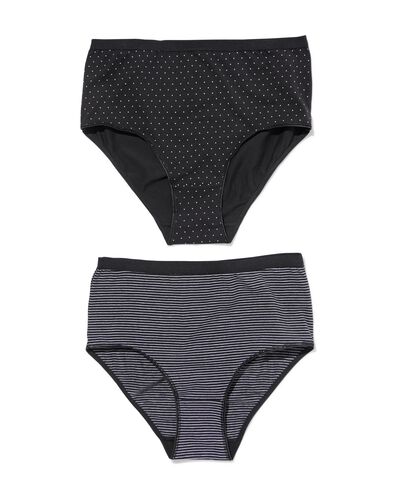 2 slips femme taille haute coton stretch noir S - 19680920 - HEMA