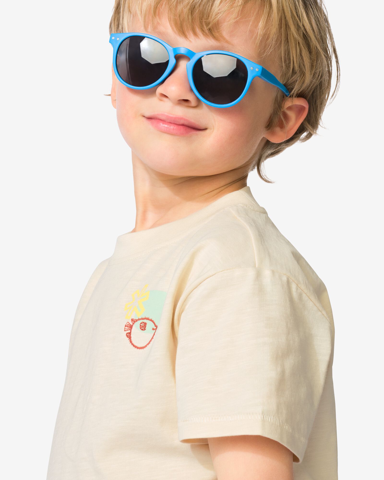 kinder T-shirt vissen ecru ecru - 30719344ECRU - HEMA