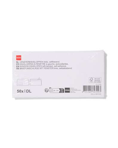 enveloppes DL fen&ecirc;tre gauche blanc - 50 pi&egrave;ces - 14100160 - HEMA