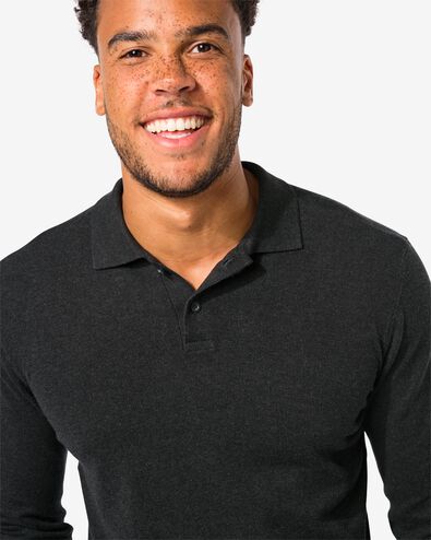 heren polo gebreid donkergrijs - 2116904DARKGREY - HEMA