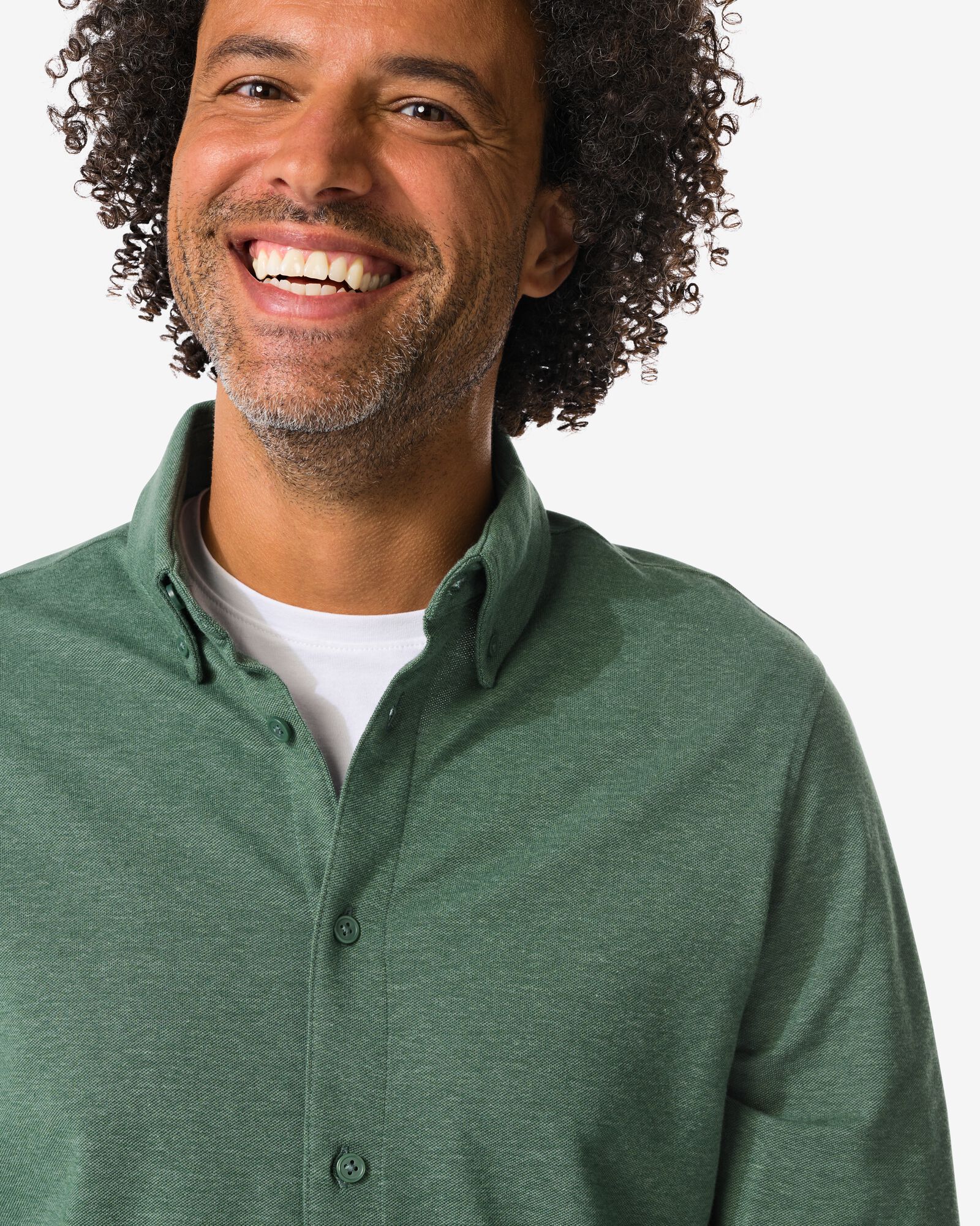 herenoverhemd Billy pique donkergroen donkergroen - 2101720DARKGREEN - HEMA