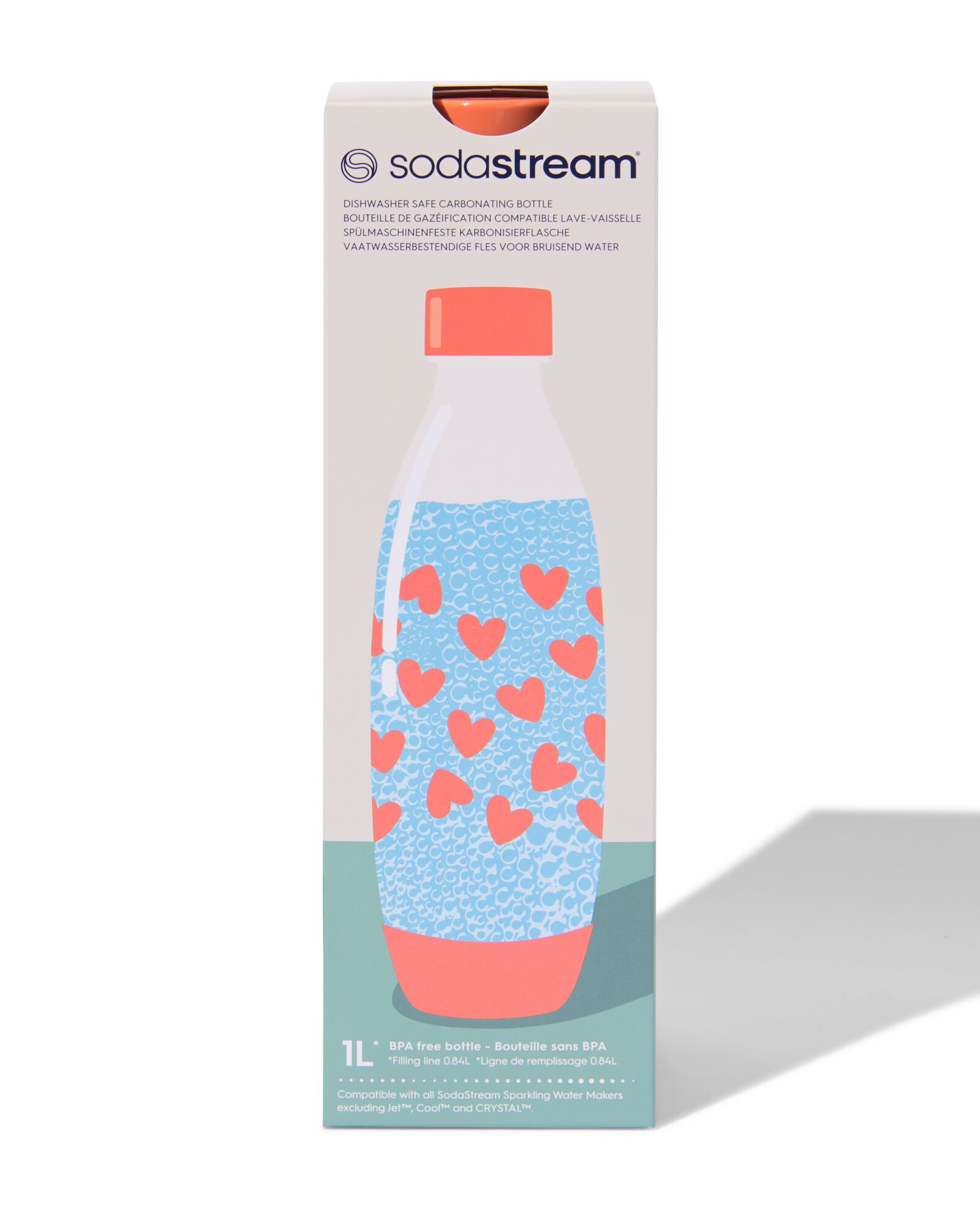 SodaStream bouteille plastique 1L coeurs corail - 80405219 - HEMA