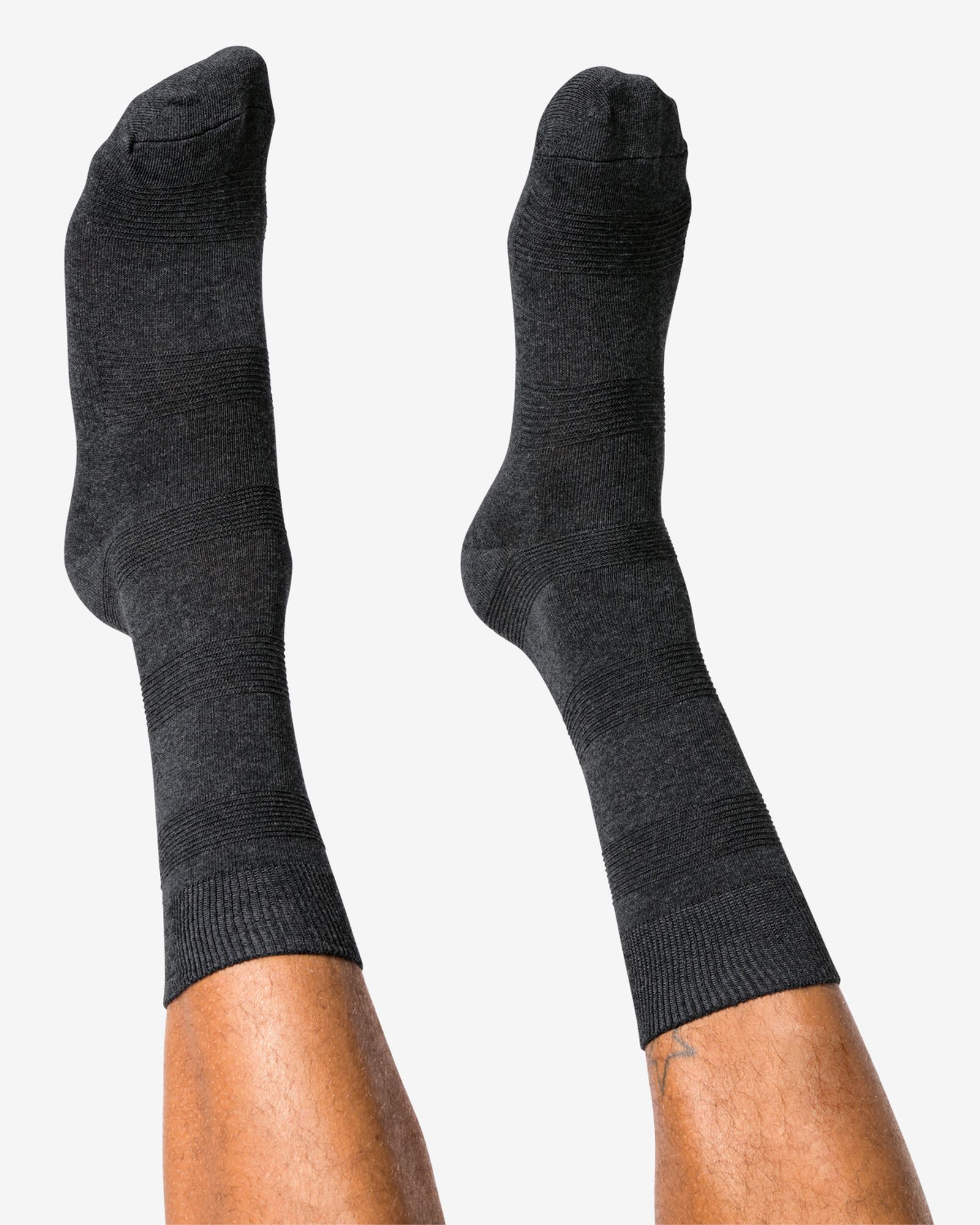 herensokken 3D-streep donkergrijs donkergrijs - 4104795DARKGREY - HEMA