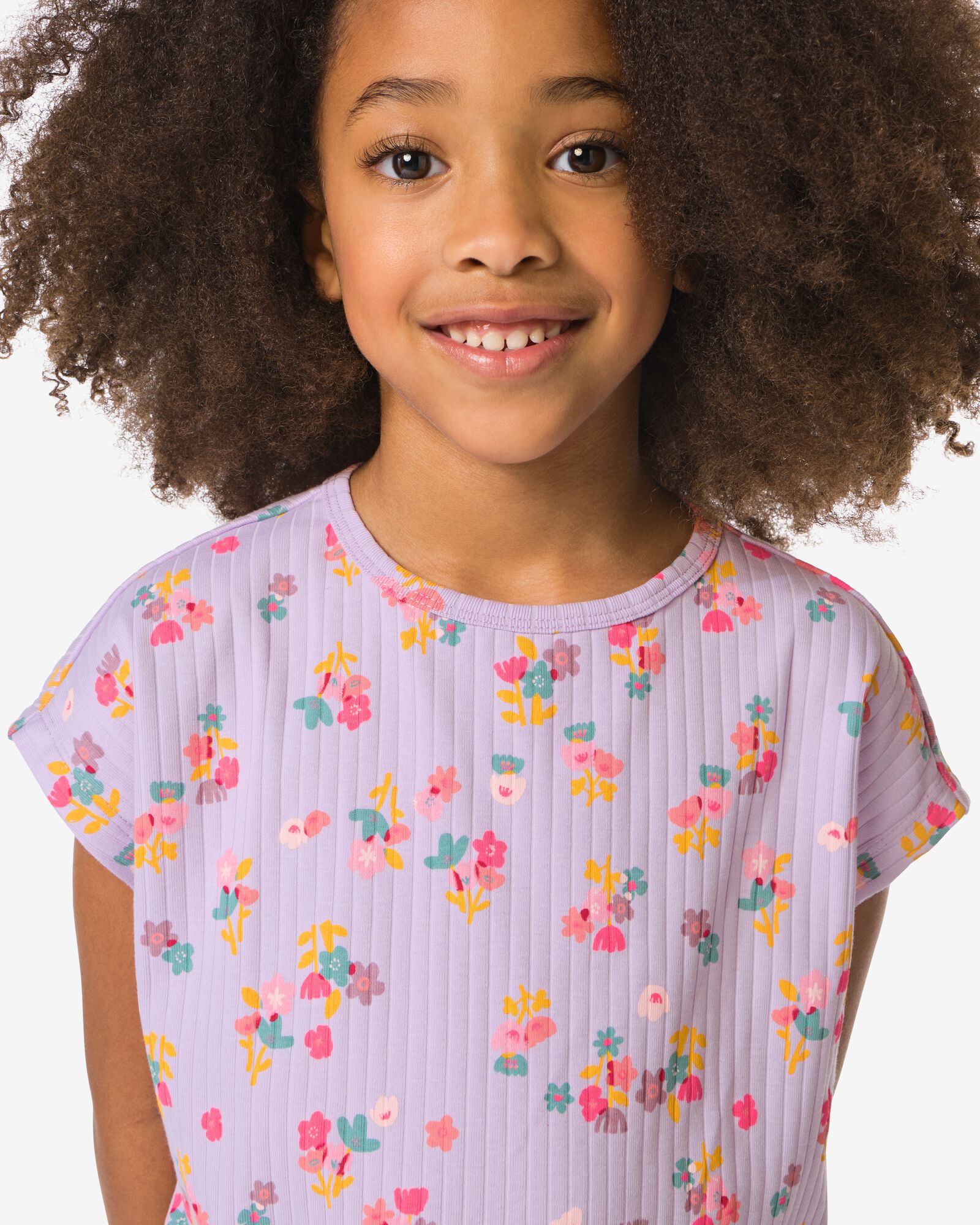 kinder T-shirt bloemen lichtpaars lichtpaars - 30837449LIGHTPURPLE - HEMA
