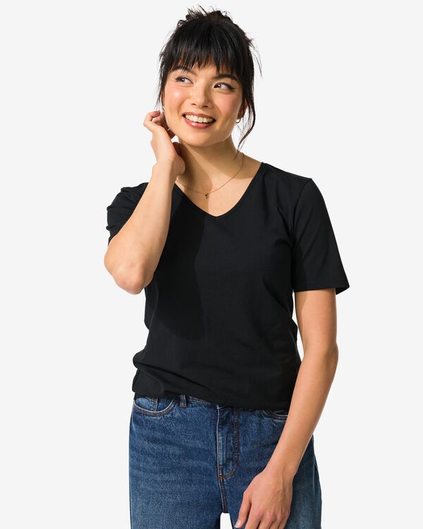 Damen-T-Shirt schwarz schwarz - 1000004632 - HEMA