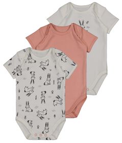 3er-Pack Baby-Bodys, Hasen weiß weiß - 1000026410 - HEMA
