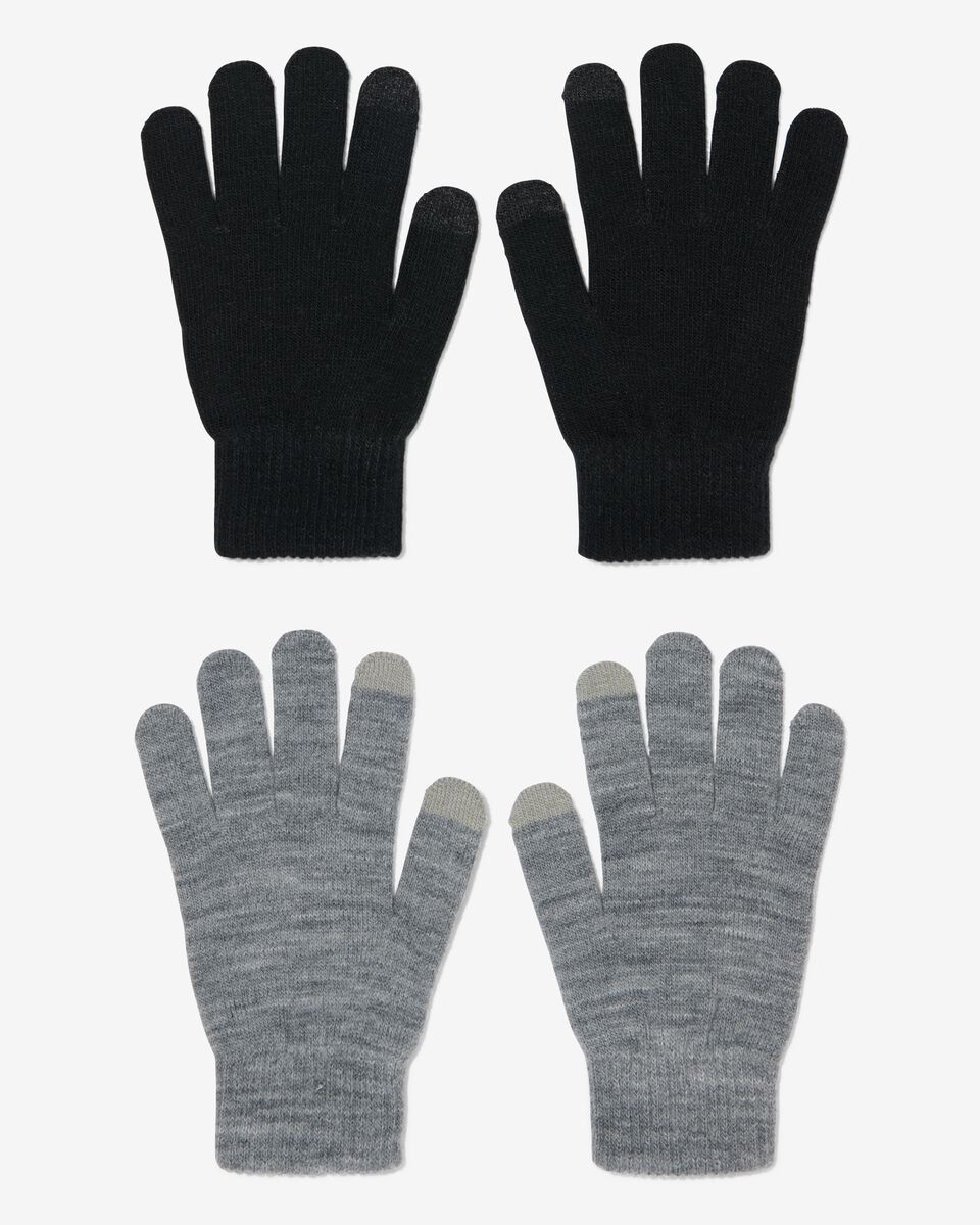 2 paires de gants enfant avec paillettes pour écran tactile noir 146/164 - 16700363 - HEMA
